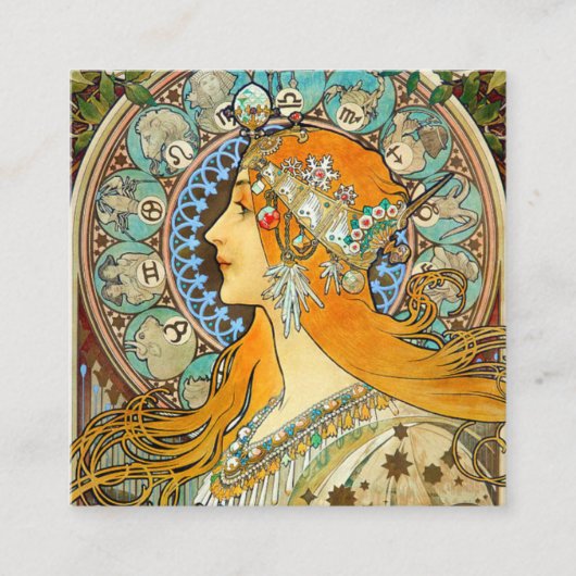 Alphonse Mucha Art Nouveau Zodiac Begleitkarte (Vorderseite)