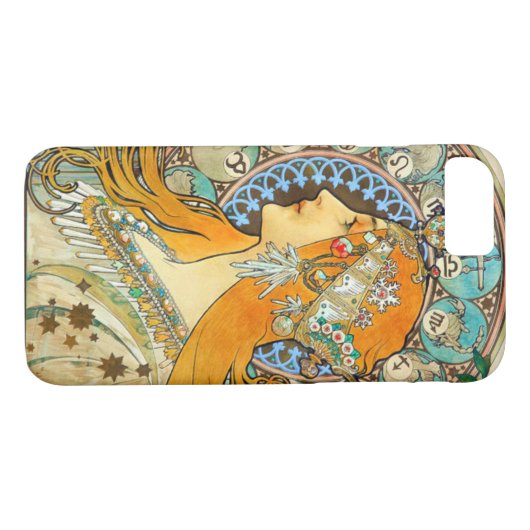 Alphonse Mucha Art Nouveau Zodiac Case-Mate iPhone Hülle (Rückseite (Horizontal))