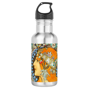 Alphonse Mucha Art Nouveau Zodiac Edelstahlflasche
