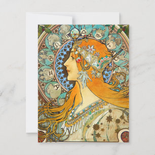 Alphonse Mucha Art Nouveau Zodiac Einladung