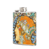 Alphonse Mucha Art Nouveau Zodiac Flachmann (Links)