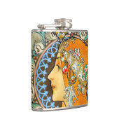 Alphonse Mucha Art Nouveau Zodiac Flachmann (Rechts)