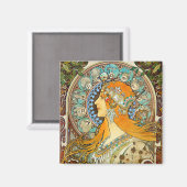 Alphonse Mucha Art Nouveau Zodiac Magnet (Vorderseite/Rückseite)