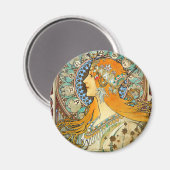 Alphonse Mucha Art Nouveau Zodiac Magnet (Vorderseite/Rückseite)