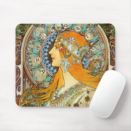 Alphonse Mucha Art Nouveau Zodiac Mousepad (Mit Mouse)