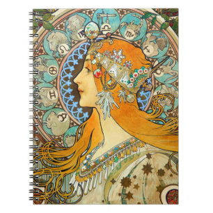 Alphonse Mucha Art Nouveau Zodiac Notizblock