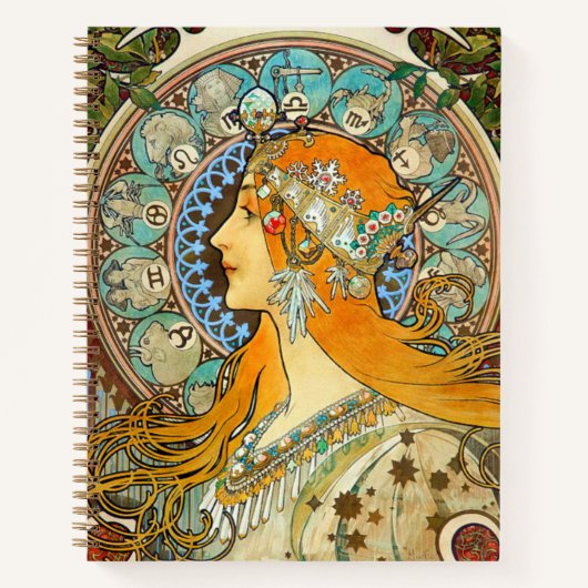Alphonse Mucha Art Nouveau Zodiac Notizblock (Vorderseite)