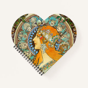 Alphonse Mucha Art Nouveau Zodiac Notizblock