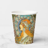 Alphonse Mucha Art Nouveau Zodiac Pappbecher (Rückseite)