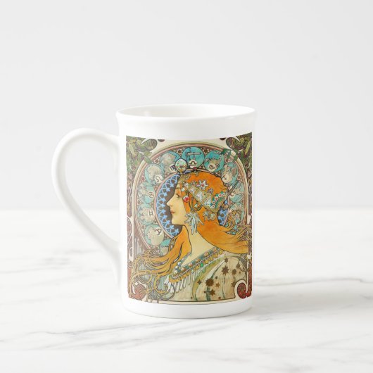 Alphonse Mucha Art Nouveau Zodiac Porzellantasse (Links)