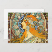 Alphonse Mucha Art Nouveau Zodiac Postkarte (Vorne/Hinten)