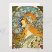 Alphonse Mucha Art Nouveau Zodiac Save The Date (Vorne/Hinten)