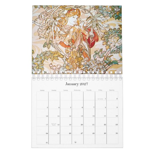 Alphonse Mucha Artwork Calendar Kalender (Jan 2027)