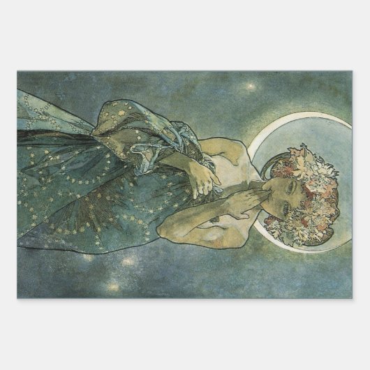 Alphonse Mucha Atemberaubende Jugendstil-Frau #18 Geschenkpapier Set (Vorderseite 2)