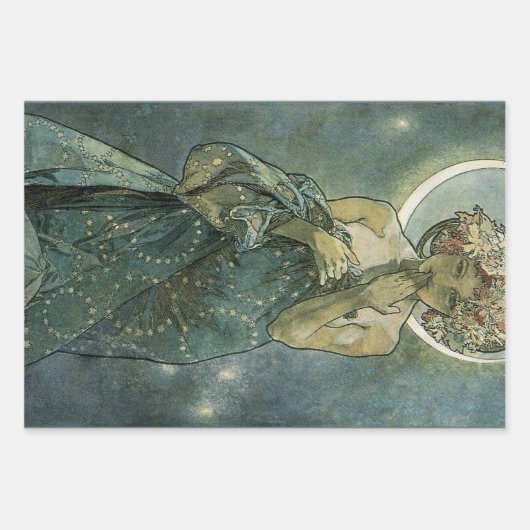 Alphonse Mucha Atemberaubende Jugendstil-Frau #18 Geschenkpapier Set (Vorderseite)