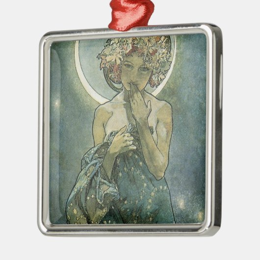 Alphonse Mucha Atemberaubende Jugendstil-Frau #18 Ornament Aus Metall (Links)