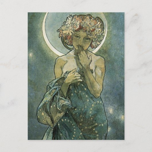 Alphonse Mucha Atemberaubende Jugendstil-Frau #18 Postkarte (Vorderseite)