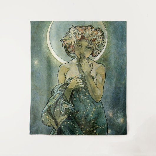 Alphonse Mucha Atemberaubende Jugendstil-Frau #18 Wandteppich (Vorderseite)