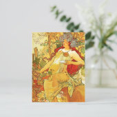 Alphonse Mucha Autumn Postcard Postkarte (Stehend Vorderseite)