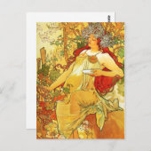 Alphonse Mucha Autumn Postcard Postkarte (Vorne/Hinten)