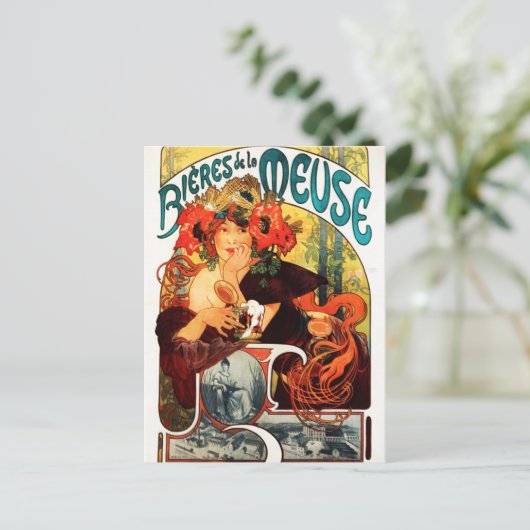 Alphonse Mucha Beer der Maus Postkarte (Stehend Vorderseite)