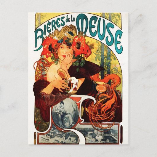 Alphonse Mucha Bier der Muse Postkarte (Vorderseite)