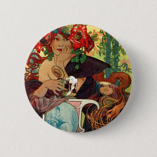 Alphonse Mucha Bieres De La Meuse Button
