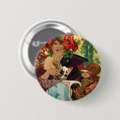 Alphonse Mucha Bieres De La Meuse Button (Vorne & Hinten)