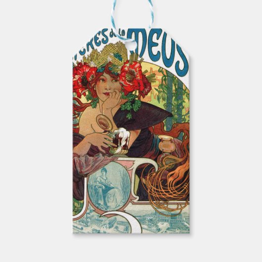 Alphonse Mucha Bieres De La Meuse Geschenkanhänger (Vorderseite)
