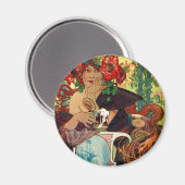 Alphonse Mucha Bieres De La Meuse Magnet (Vorderseite/Rückseite)