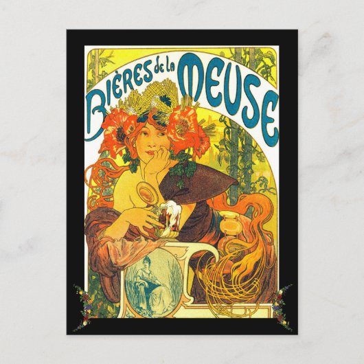 Alphonse Mucha Bieres de la Meuse personalisiert Postkarte (Vorderseite)