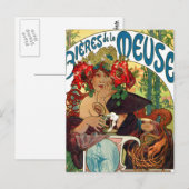 Alphonse Mucha Bieres De La Meuse Postkarte (Vorne/Hinten)
