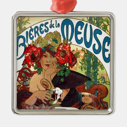 Alphonse Mucha Bieres De La Meuse Silbernes Ornament (Vorne)