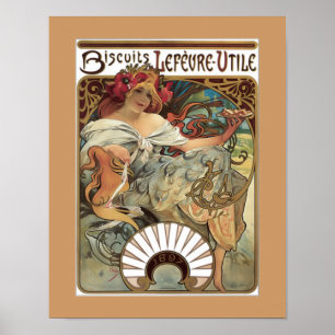 Alphonse Mucha Biscuits Cookies Vintage Ad Poster