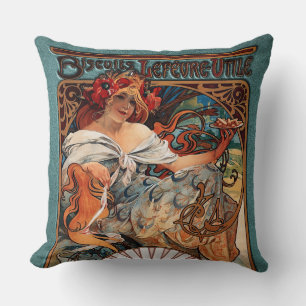 Alphonse Mucha Biscuits Lefevre-Utile gesprenkelt  Kissen