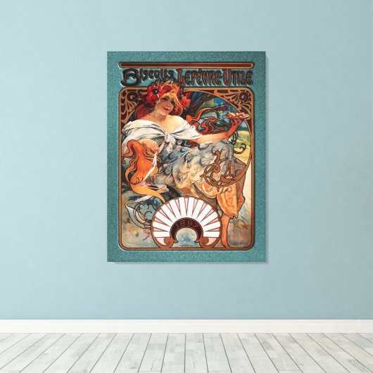 Alphonse Mucha Biscuits Lefevre-Utile gesprenkelt  Leinwanddruck (Insitu (Holzboden))