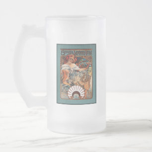 Alphonse Mucha Biscuits Lefevre-Utile gesprenkelt Mattglas Bierglas