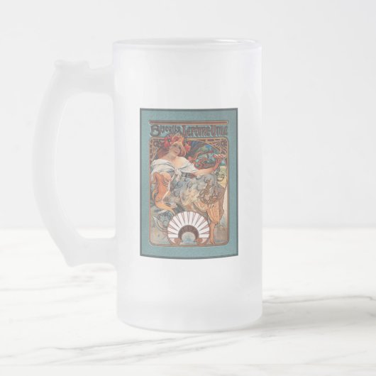 Alphonse Mucha Biscuits Lefevre-Utile gesprenkelt Mattglas Bierglas (Links)