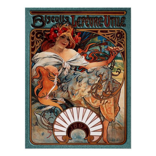 Alphonse Mucha Biscuits Lefevre-Utile gesprenkelt Poster (Vorderseite)