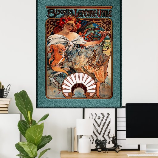 Alphonse Mucha Biscuits Lefevre-Utile gesprenkelt  Poster (Heimbüro)