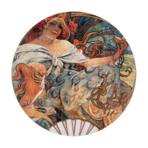 Alphonse Mucha Biscuits Lefevre-Utile gesprenkelt Schneidebrett