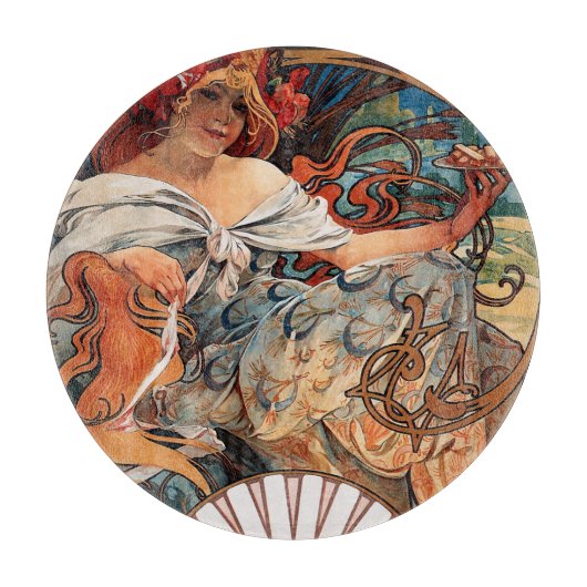 Alphonse Mucha Biscuits Lefevre-Utile gesprenkelt  Schneidebrett (Vorderseite)