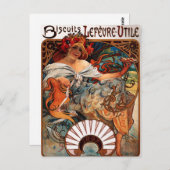 Alphonse Mucha Biscuits Lefevre Utile Postcard Postkarte (Vorne/Hinten)