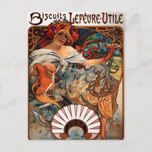 Alphonse Mucha Biscuits Lefevre Utile Postcard Postkarte