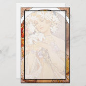 Alphonse Mucha Blume Briefpapier (Vorne/Hinten)