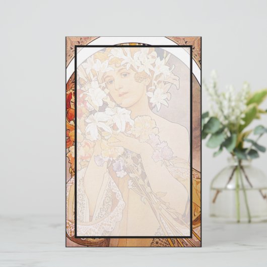 Alphonse Mucha Blume Briefpapier (Stehend Vorderseite)