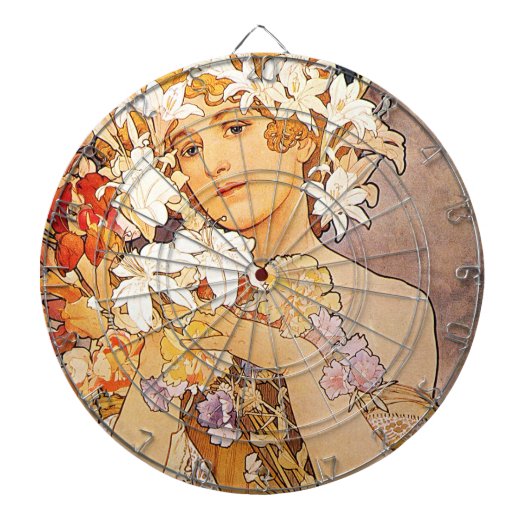 Alphonse Mucha Blume Dartscheibe (vorne)