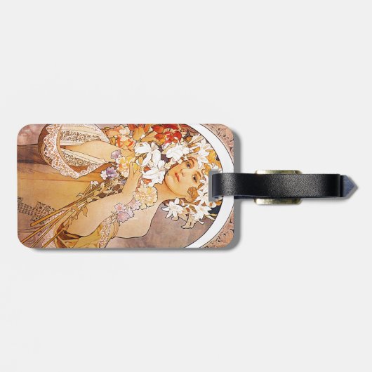 Alphonse Mucha Blume Gepäckanhänger (Rückseite horizontal)