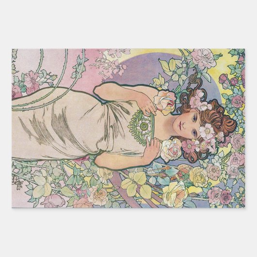 Alphonse Mucha, Blume Geschenkpapier Set (Vorderseite)