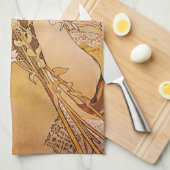 Alphonse Mucha Blume Geschirrtuch (Viertel Falte)